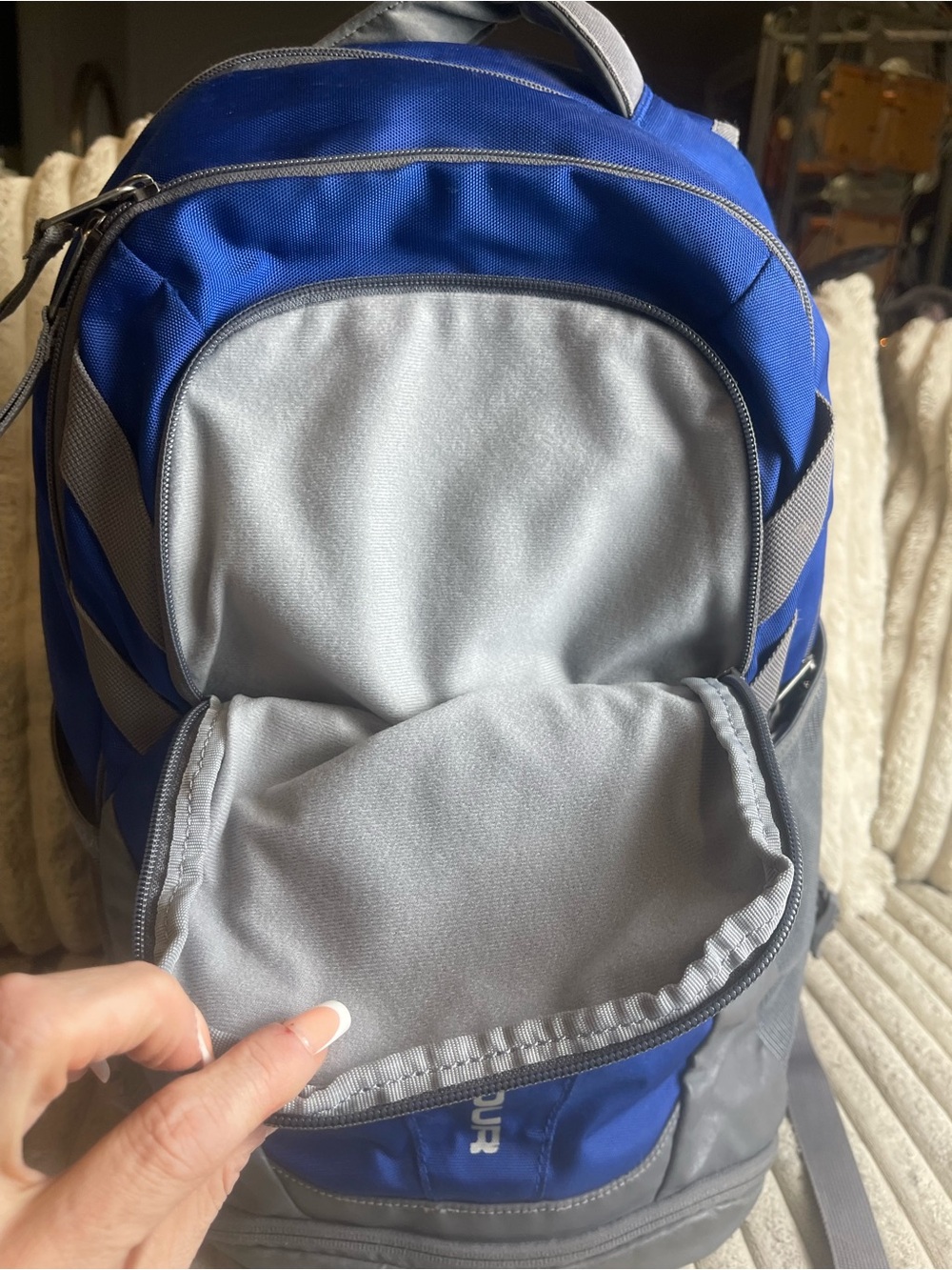 Under Armour Blue and Gray Backpack with White Logo - Picture 6 of 9